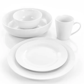 18pc Porcelain Carey Round Dinnerware Set White