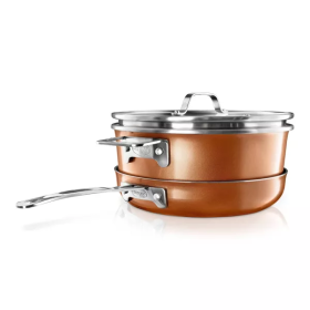 Cast Textured Copper 3pc Stacking Cookware Set