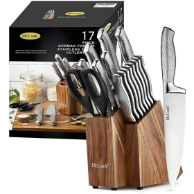 McCook MC20 17pcs Kitchen Knife Set with Block Cutlery Knife Block Set Stainless Steel