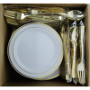 Crown Display 200 Ct. Gold Rim - Wedding Kit Disposable Plastic Cutlery Set - Service for 40