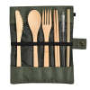 Wooden Travel Cutlery Bamboo Set With Travel Case - Reusable Flatware