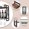 Industrial Wall Mounted Wine Rack with 3 Stem Glass Holders