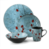 16pc Stoneware Sky Bloom Dinnerware Set Red/Blue