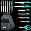 Knife Sets with Block,Marco Almond Kitchen Knives KYA24B,14 Pcs Kitchen Knife Block Set With Built-in Sharpener,Stainless Steel