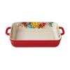 Fancy Flourish Rectangular Stoneware Casserole with Lid