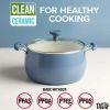 Clean Ceramic 5 Quart Non-Stick Aluminum Dutch Oven with Glass Lid, Slate Blue